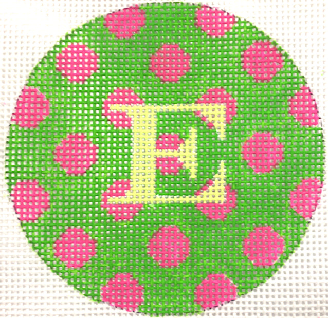 ALB-78 - Bright Disk Letters - Kelly Green with Fuchsia Polka Dot, Light Lime Letter