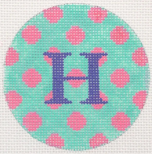 ALB-79 - Bright Disk Letters - Turquoise with Pink Polka Dot, Periwinkle Letter