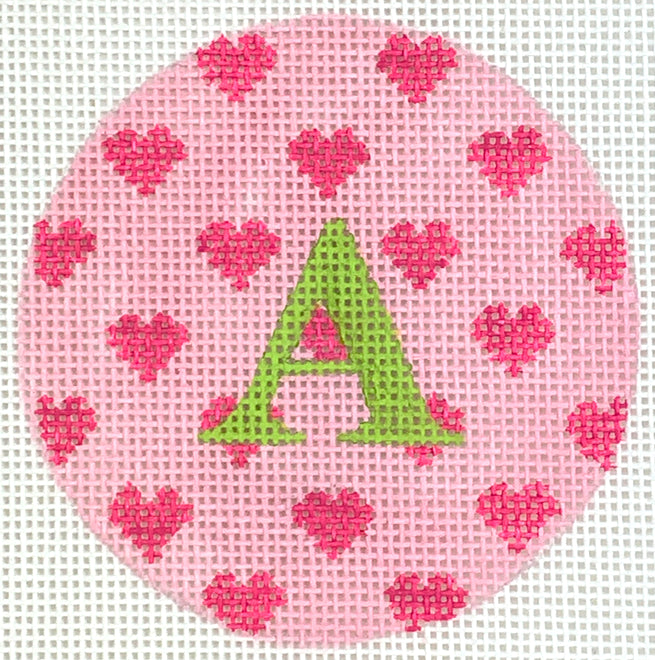 ALB-85 - Bright Disk Letters - Allover Pink Hearts on Light Pink, Bright Lime Letter