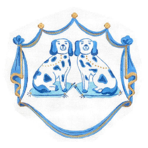 ALCR-01 - Staffordshire Dogs on Cushions - Blues