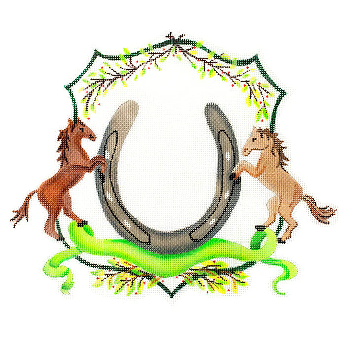 ALCR-12 - Horses, Horseshoe, Ribbon and Greenery