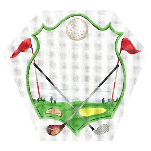 ALCR-21 - Golf Green with Clubs, Flags and Ball