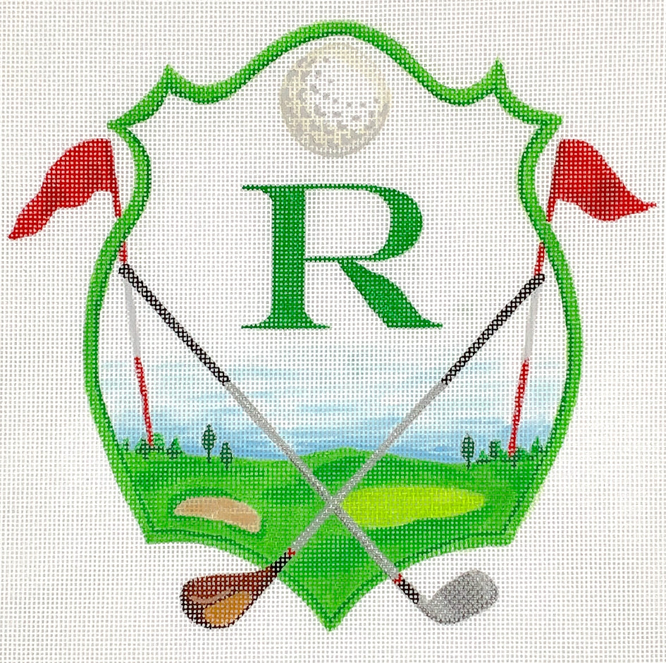 ALCR-21 - Golf Green with Clubs, Flags and Ball