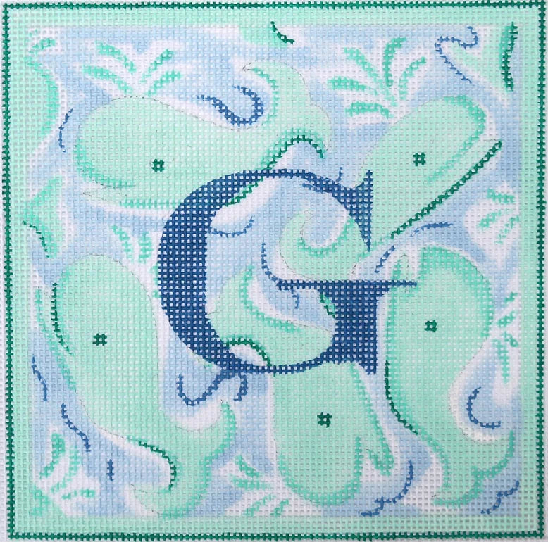 ALL13-08 - Whales - Turquoise on Light Blue (Retiring)