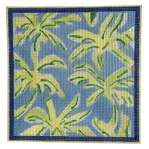 ALL-09 - Palms - Greens on Light Blue with Marine Blue