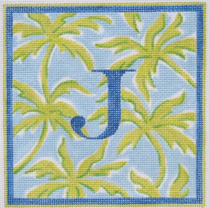 ALL-09 - Palms - Greens on Light Blue with Marine Blue