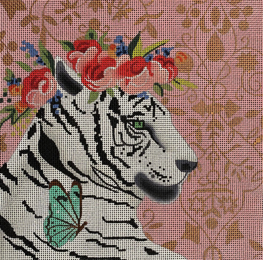 AN410 - White Tiger with Floral Crown