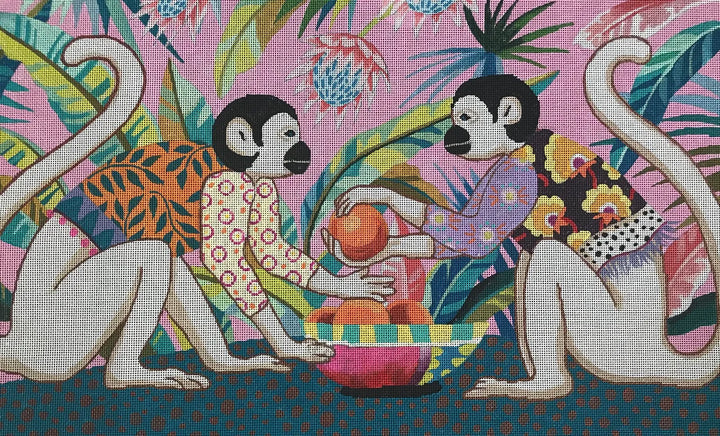 AN420 - Two White Monkey with Oranges