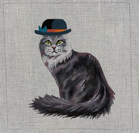 AN441 - Silver Tabby with Bowl Hat