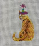 AN443 - Ginger Cat with Birthday Hat