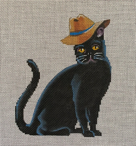 AN444 - Black Cat with Sun Hat