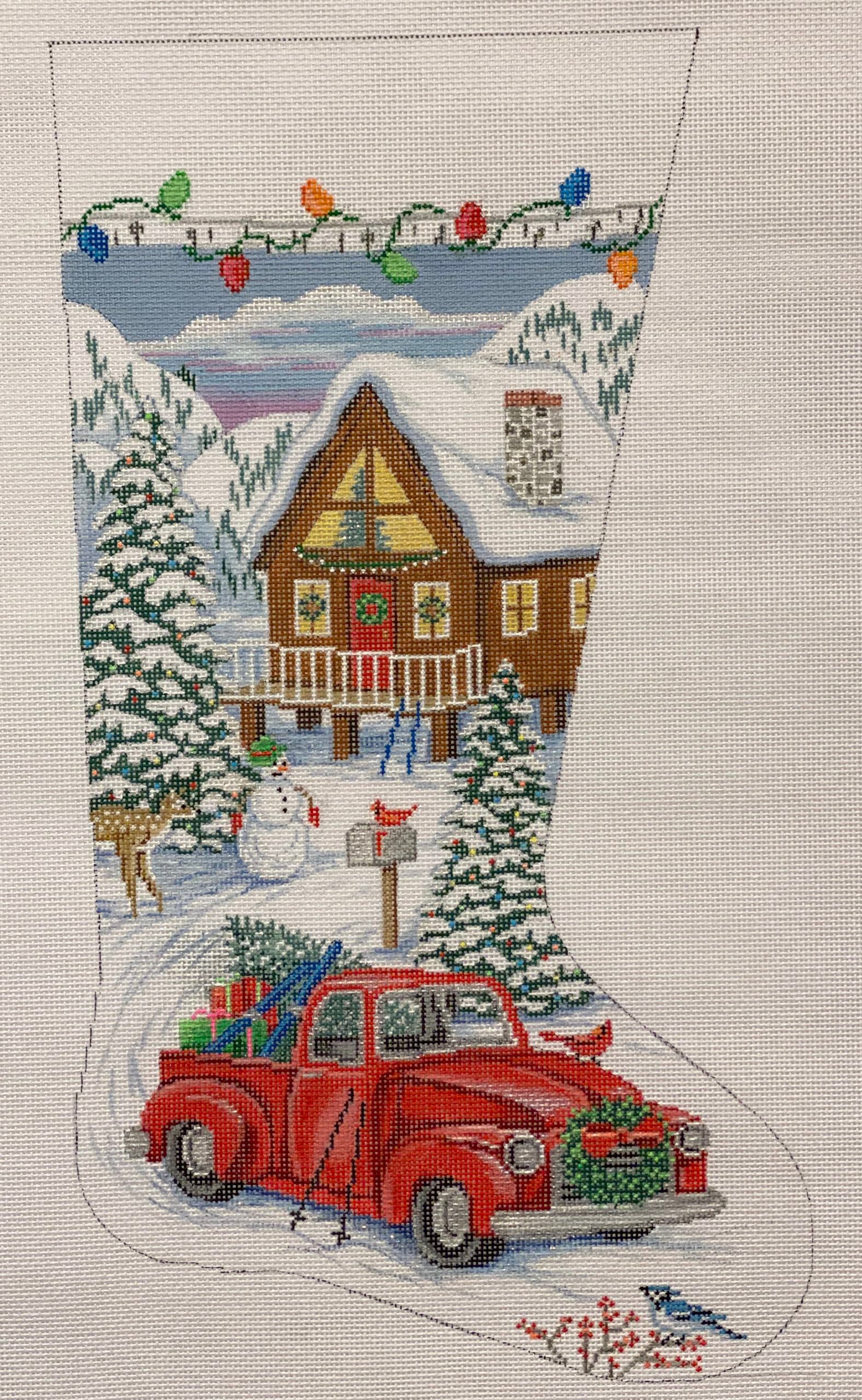 AP 4280 - Red Truck & Ski Lodge Stocking