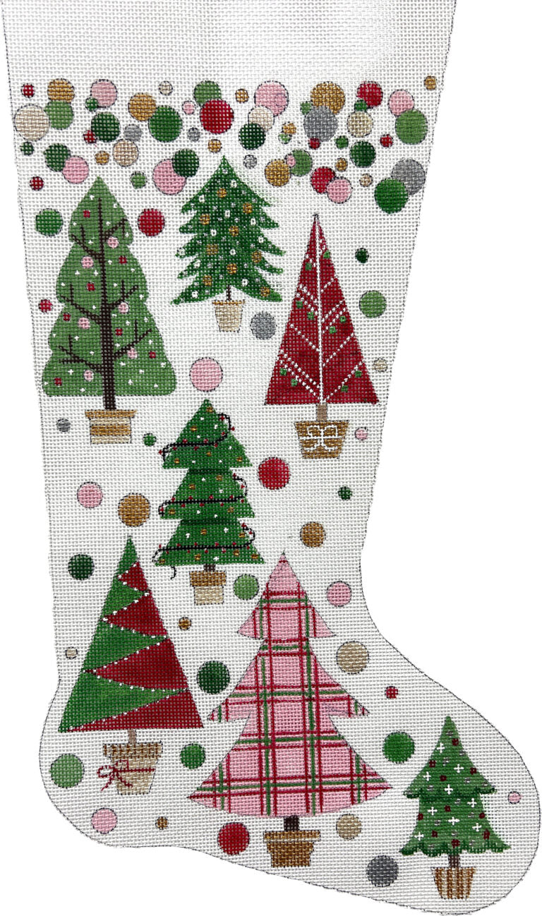 AP 4739 - Christmas Trees with Polka Dots Stocking