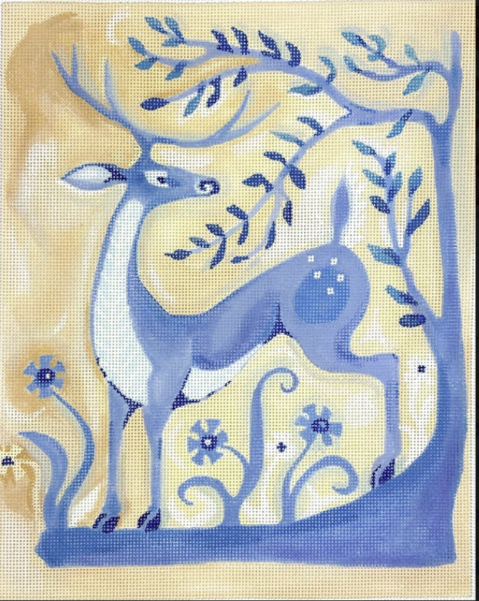 AT-PL-07 - Blue Deer on Parchment