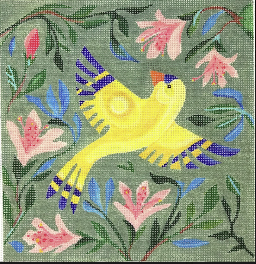 AT-PL-17 - Goldfinch with Peach Azaleas on Sage