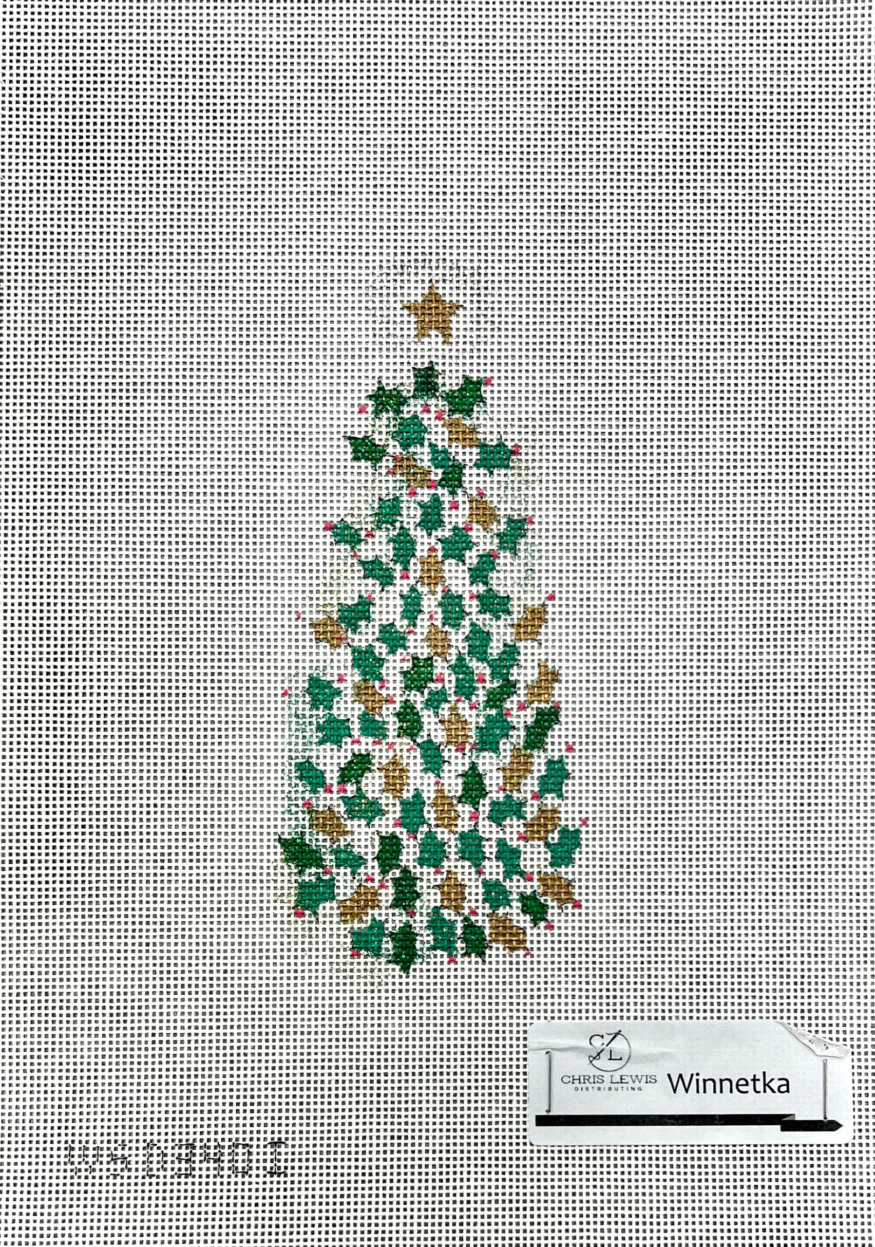 WS340I - Gold/Green Holly Christmas Tree Sign