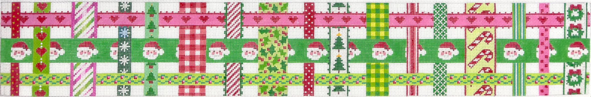 BAS-02 - Christmas Basket - Woven Ribbons with a Christmas Theme