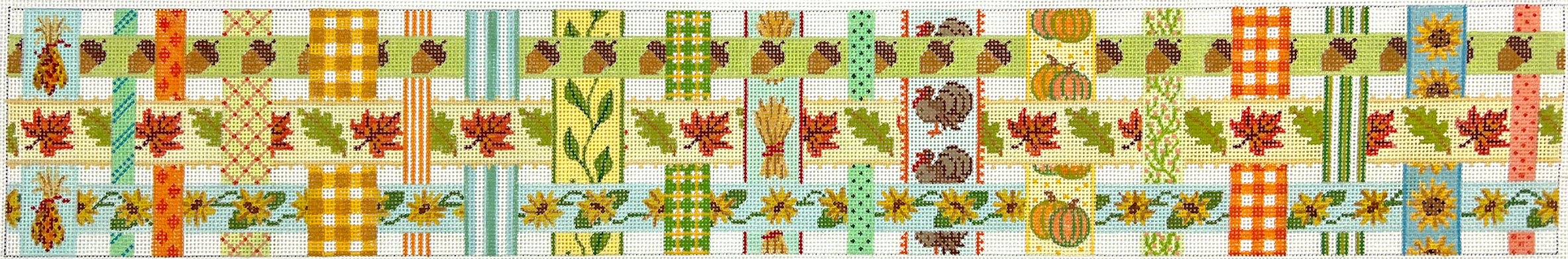 BAS-04 - Thanksgiving Basket - Woven Ribbons with a Thanksgiving Theme