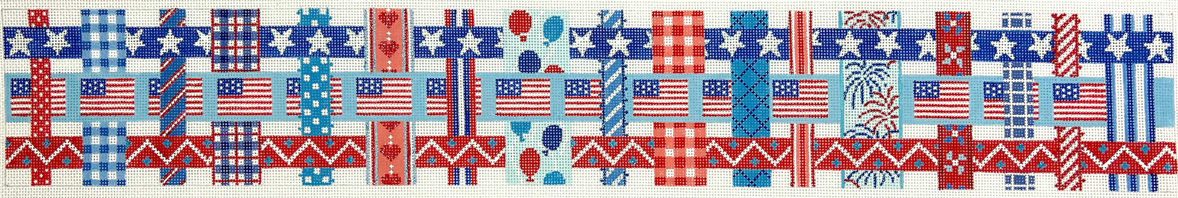 BAS-05 - 4th of July Basket - Woven Ribbons with a 4th of July Theme