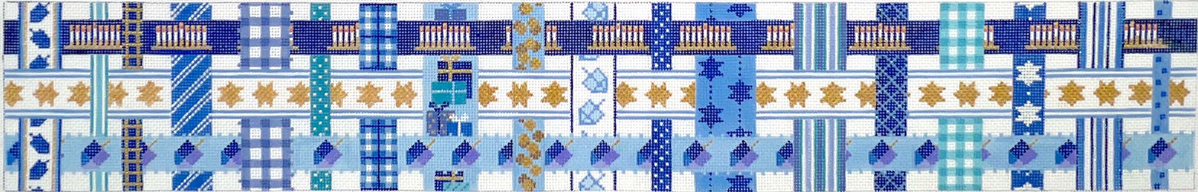 BAS-06 - Hanukkah Basket - Woven Ribbons with an Hanukkah Theme