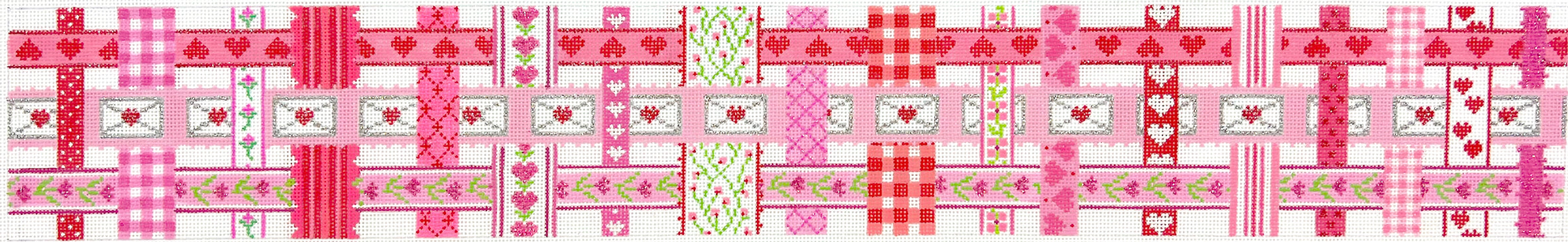 BAS-07 - Valentine's Basket - Woven Ribbons with a Valentines Theme