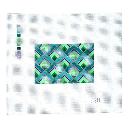 BDL18 - Bargello Diamond Luggage Tag - 18 Purple and Green