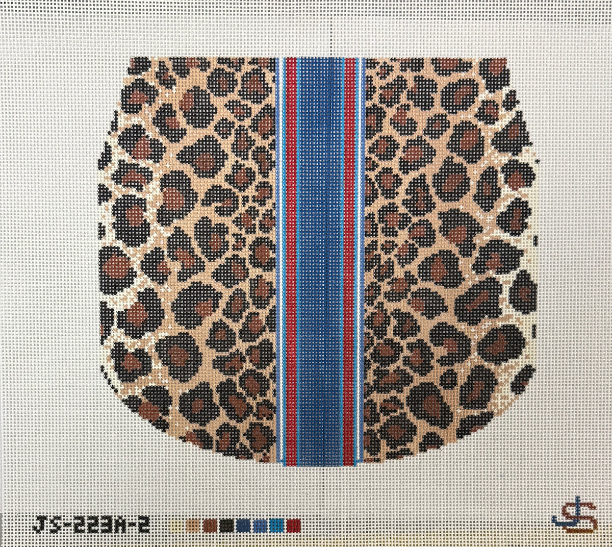 JS-223A - Leopard Purse and Flap Needlepoint Canvases - blue and green (2 canvases) (Copy)