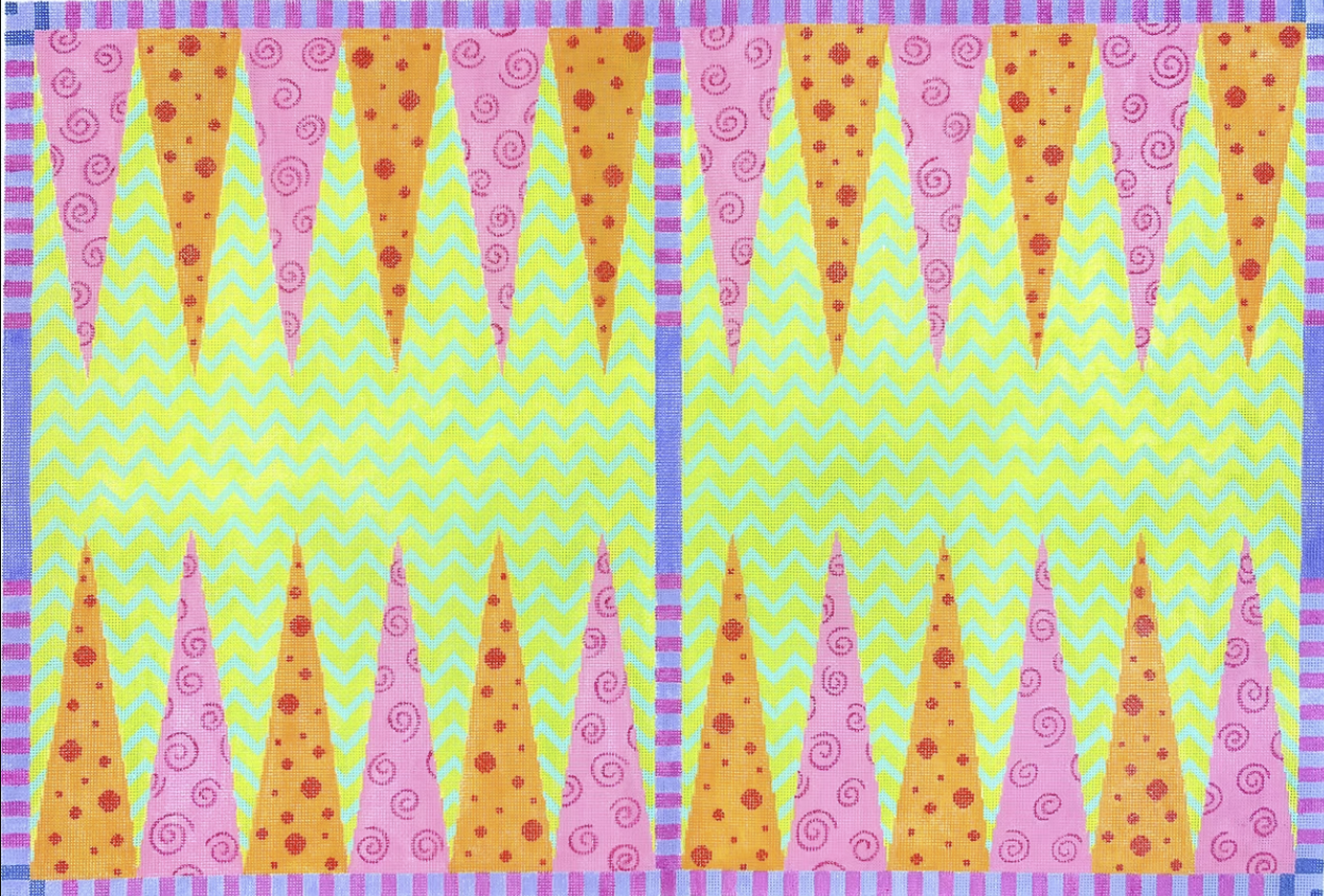 BGB-08 - Funky Patterns - Pinks, Oranges and Limes Backgammon Board