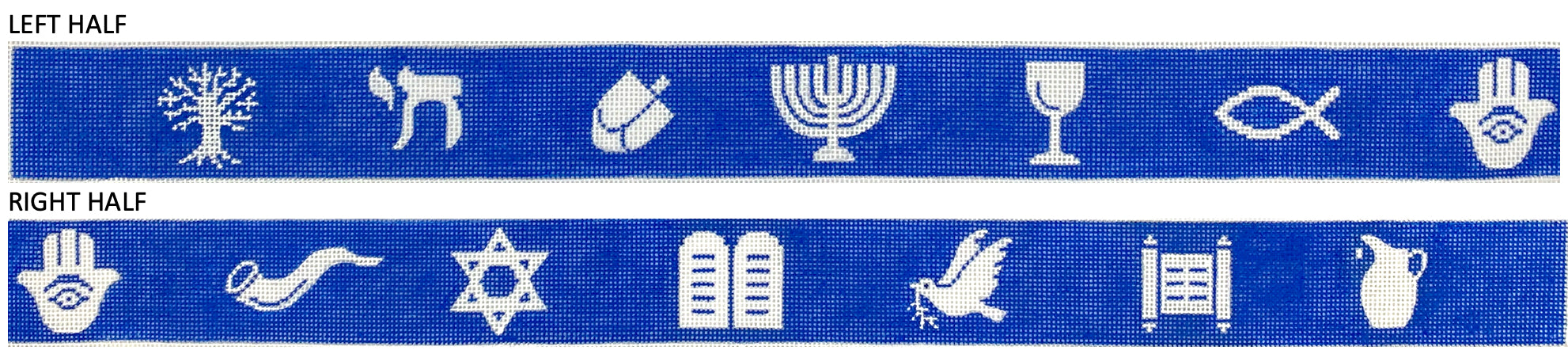 BL-89 - Jewish Symbols - White on Bright Blue