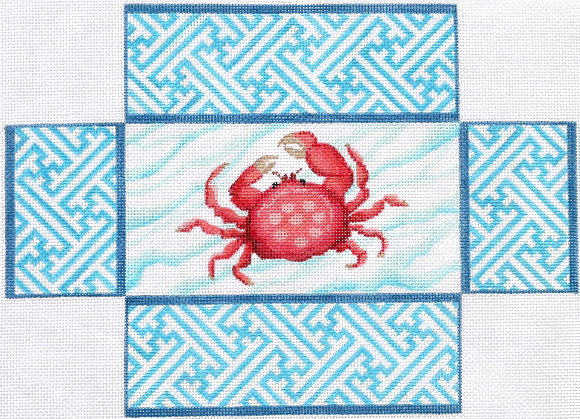 BR-06 - Crab with Chinoiserie Lattice - Water Background