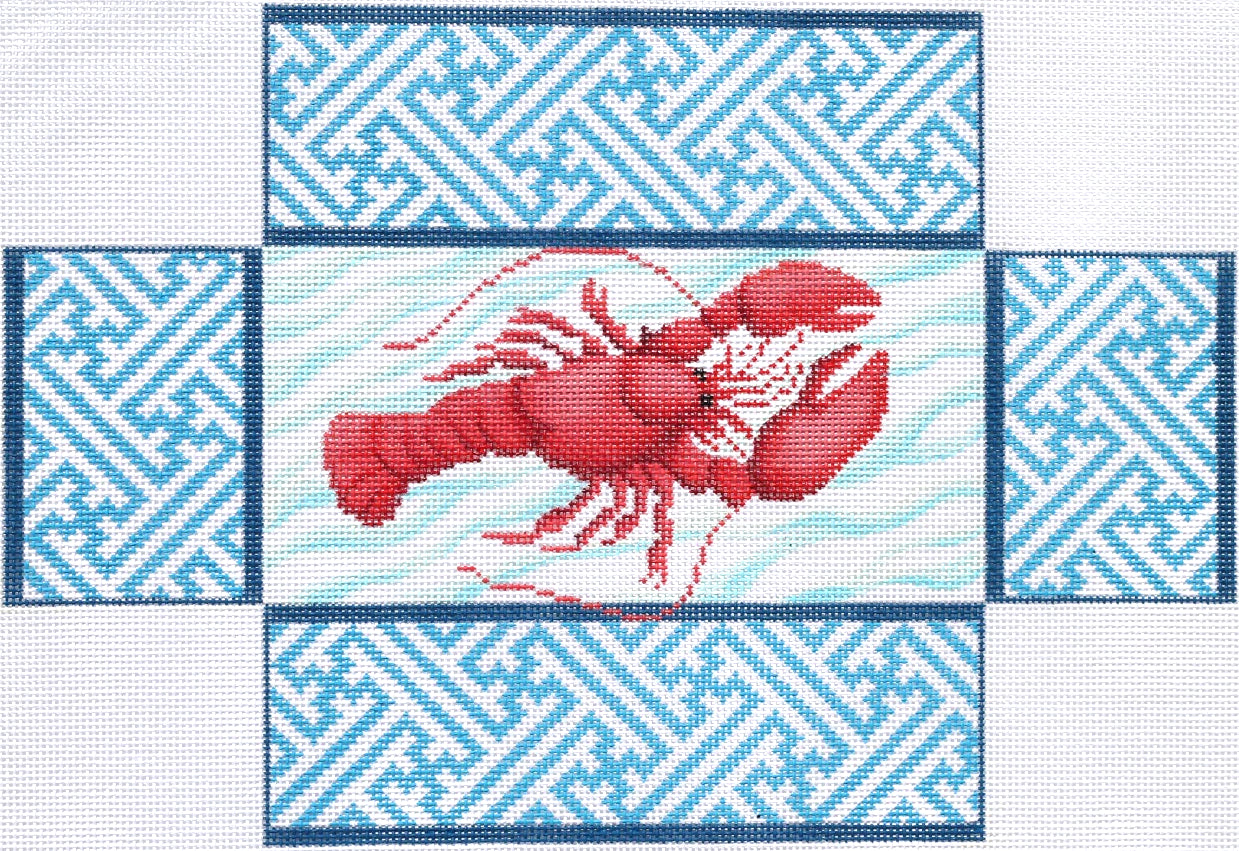 BR-07 - Lobster with Chinoiserie Lattice - Water Background