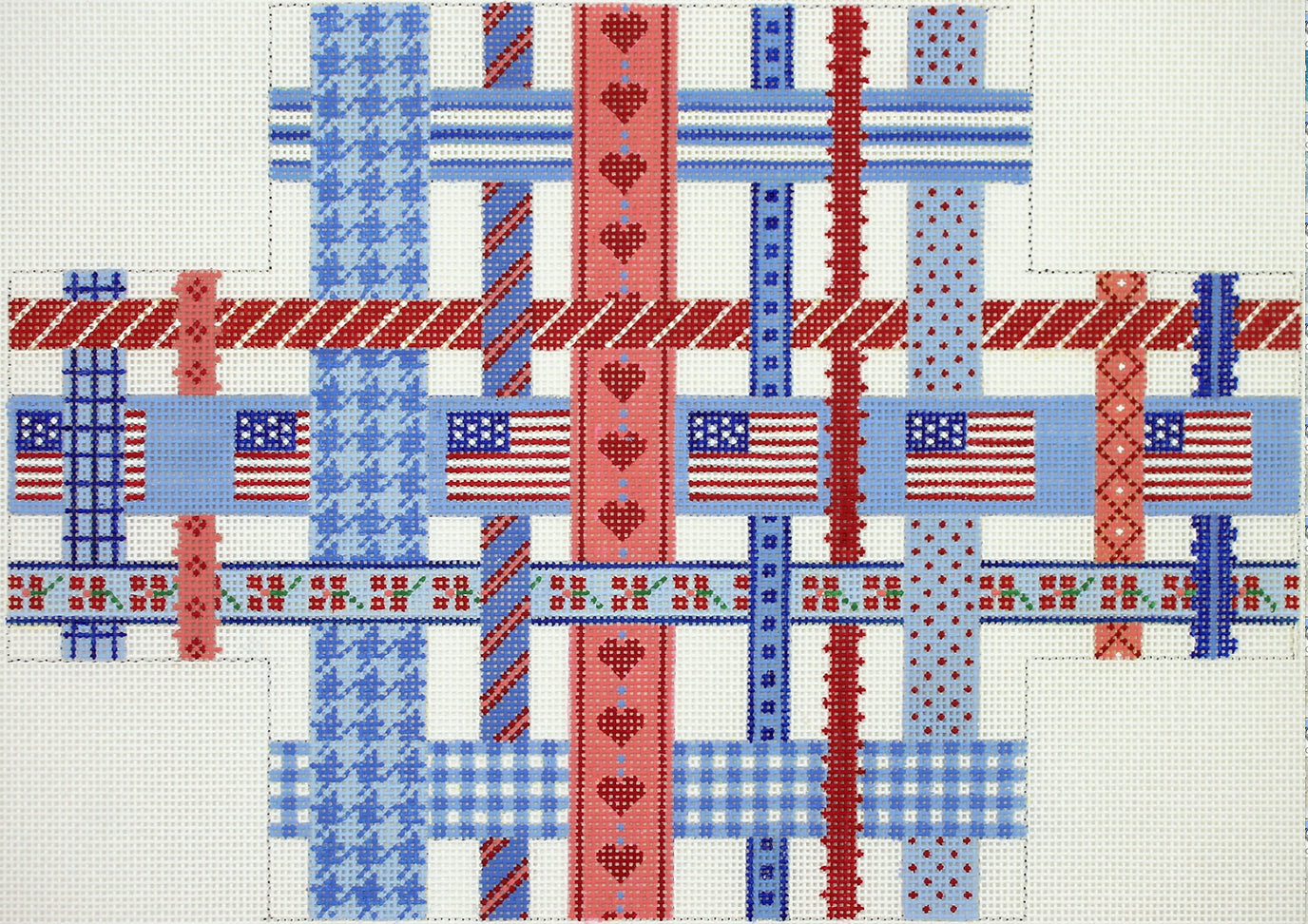 BR-27 - Woven Ribbons - Red, White and Blue