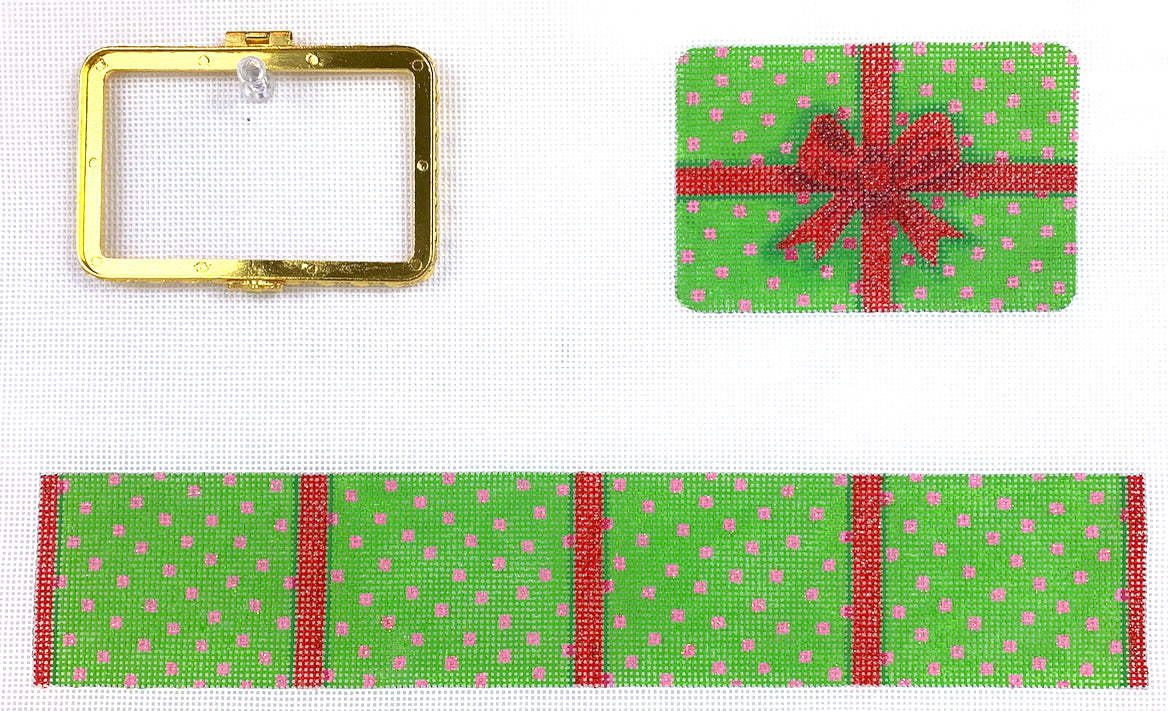 BXMREC-04 - Medium Rectangle Gift Box - Red, Green with Gold