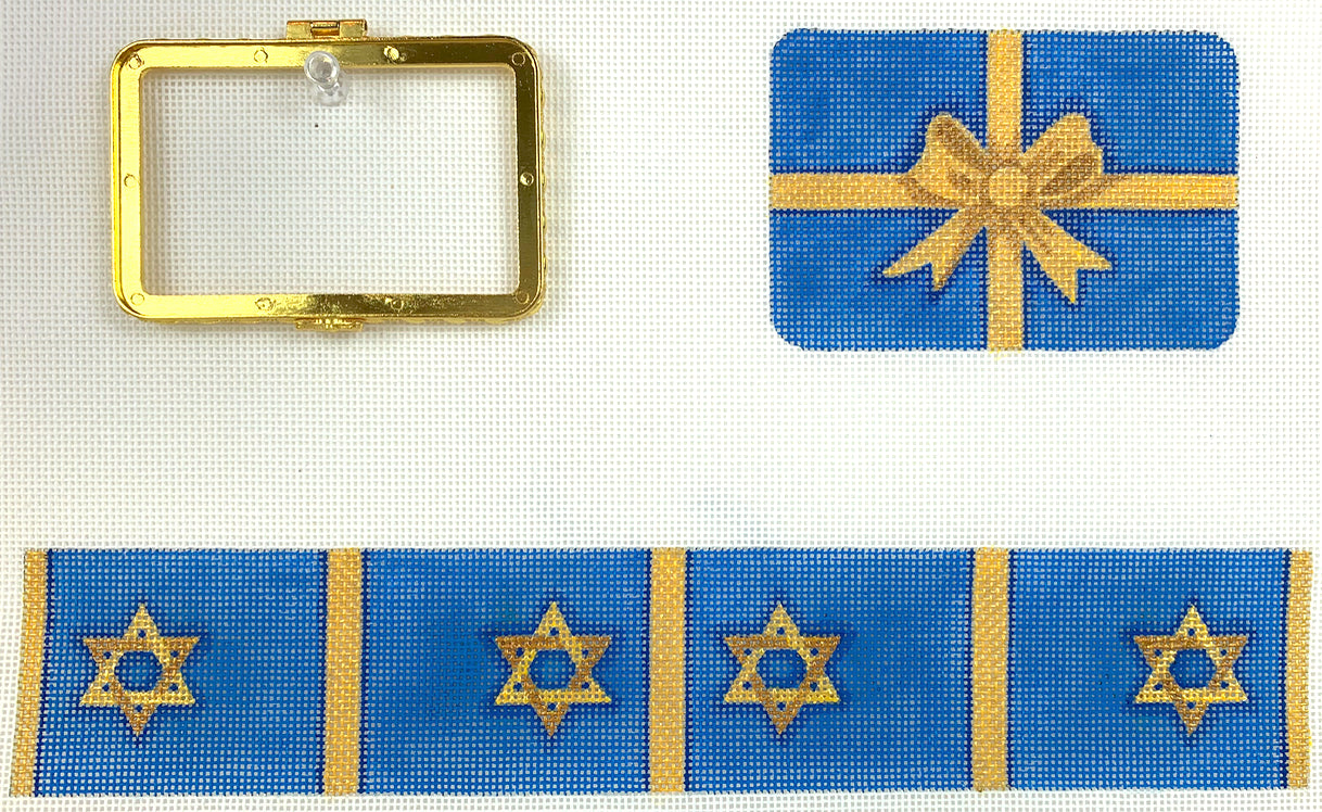 BXMREC-05 - Medium Rectangle Gift Box - Blues and Golds with Gold