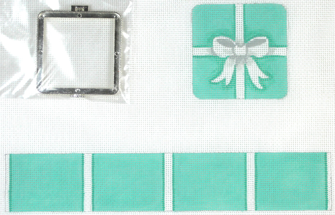 BXSSQ-01 - Small Square Tiffany Box - Blue and White with Silver