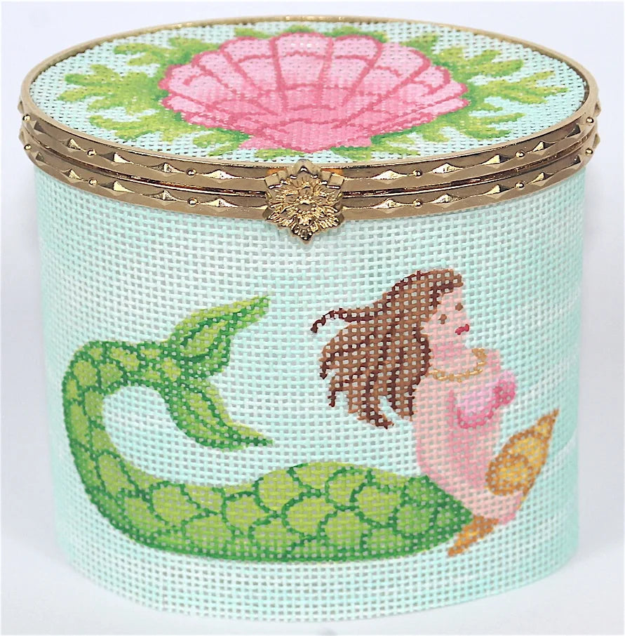 BXXLR-38 - X-Large Round Scallop and Mermaid on Caribbean with Gold