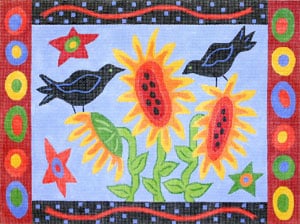 C-377 - Blackbird and Sunflower Primative
