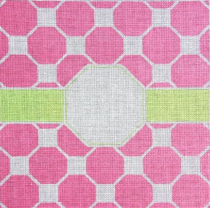 C-435A - Monogram - Pink/Green Hexagon