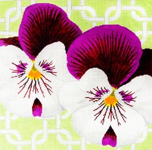 C-461F - Pansies on Mint