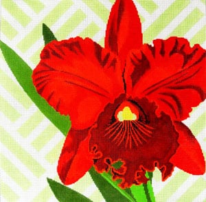C-461G - Red Orchid on Green