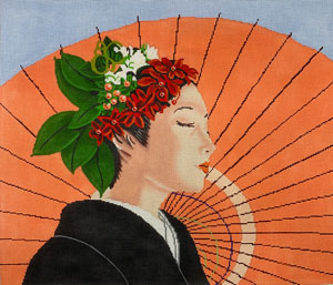 C-503C - Geisha with Orange Umbrella