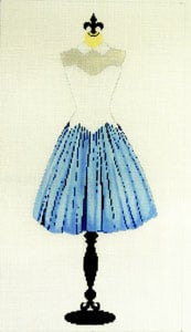 C-507E - Party Dress - Blue and White