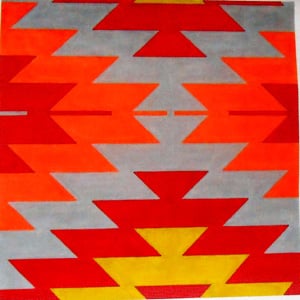 C-515B -  Kilim Star Red, Gray and Peach