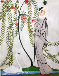 C-555A - Art Deco Lady with Swan