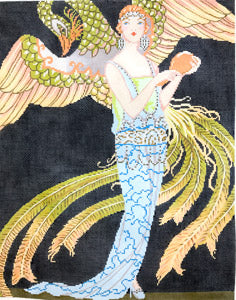 C-555B - Art Deco Lady with Dragon