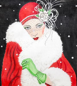 C-562C - Art Deco Lady with Green Gloves
