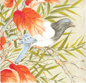C-595 - Bird with Orange Leaves