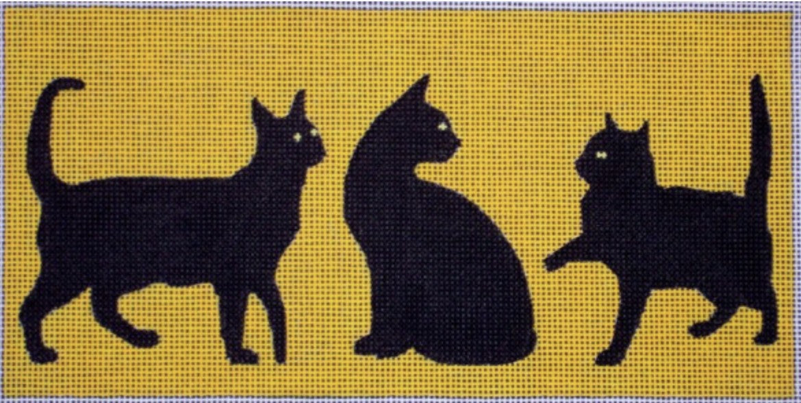 C108A - 3 Black Cats / Yellow Background