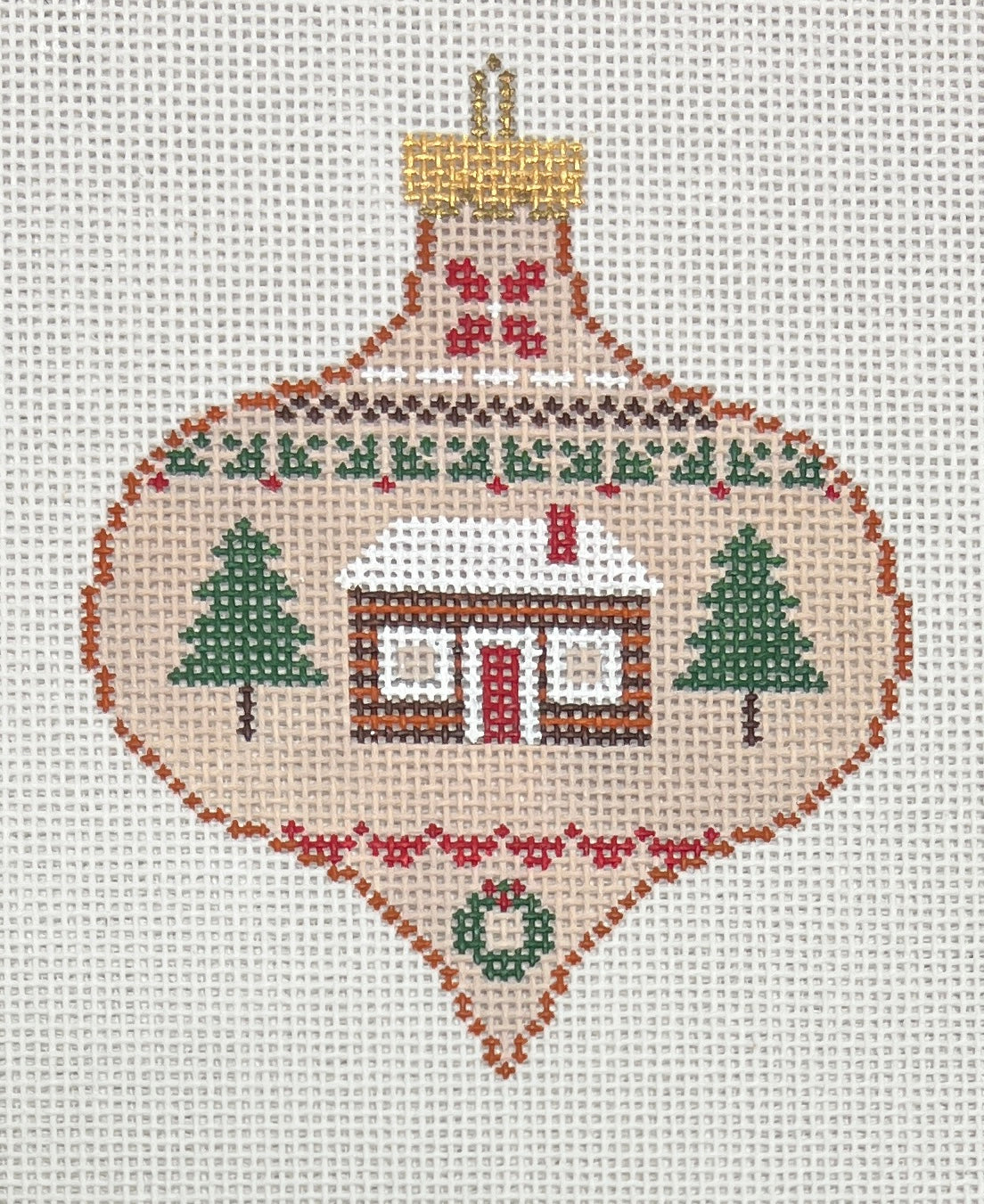 PP589AB- Teardrop Ornament: Cabin Sampler