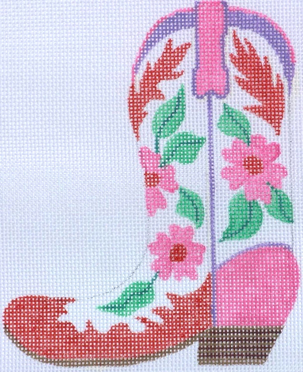 CB-01L - Cowgirl Boot - Pink and Red Flowers - Left